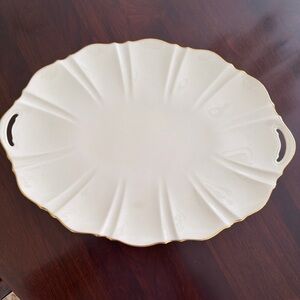 Lenox Symphony Collection 17” Oval Serving Platter Ivory Gold Trim USA Vintage
